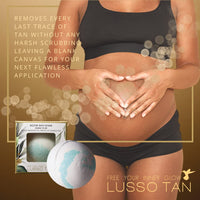 Tan Removing Bath Bomb for Pregnancy - Nourishes and softens Tightly Stretched Skin. Natural, Organic, Vegan and Cruelty-Free Pregnancy-Safe Tan Eraser from Lusso Tan Maternity Range