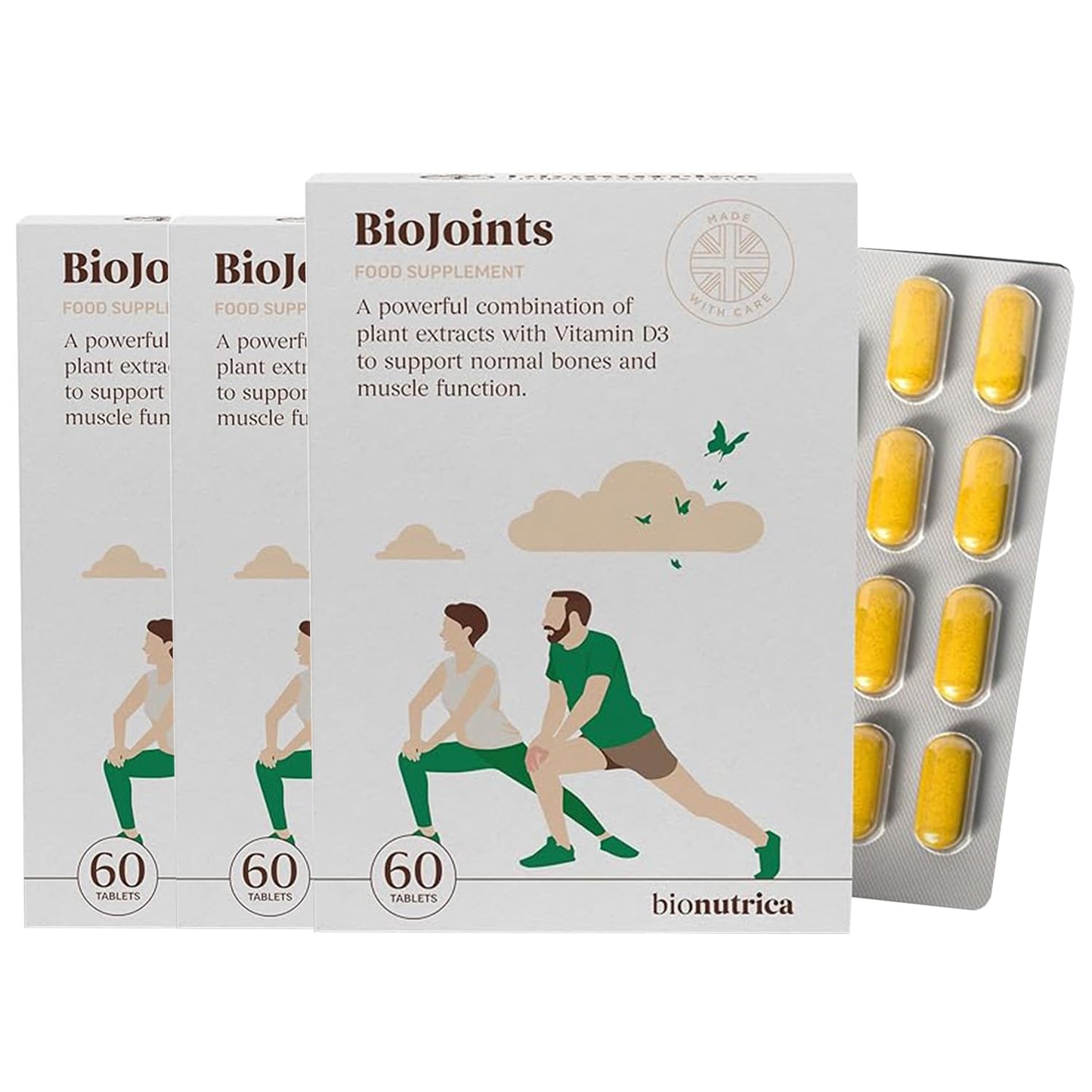 Bionutrica BioJoints- Pack of 3 (60X3=180 Tabs)-A Powerful Combo of Glucosamine, Chondroitin, MSM, hyaluronic Acid, Vitamin D3 & Turmeric for Natural Joint, Bone & Muscle-GMP Certified- 3 Months Supply