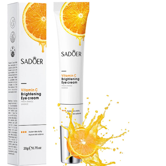 HAORQEE Vitamin C Eye Cream for Dark Circles and Puffy Eyes, Brighten Instant Tightener Under Eye Repair Cream, Hydrating Brightening Anti Aging Eye Bags Remover Wrinkle Filler Eye Serum for All Skin Types