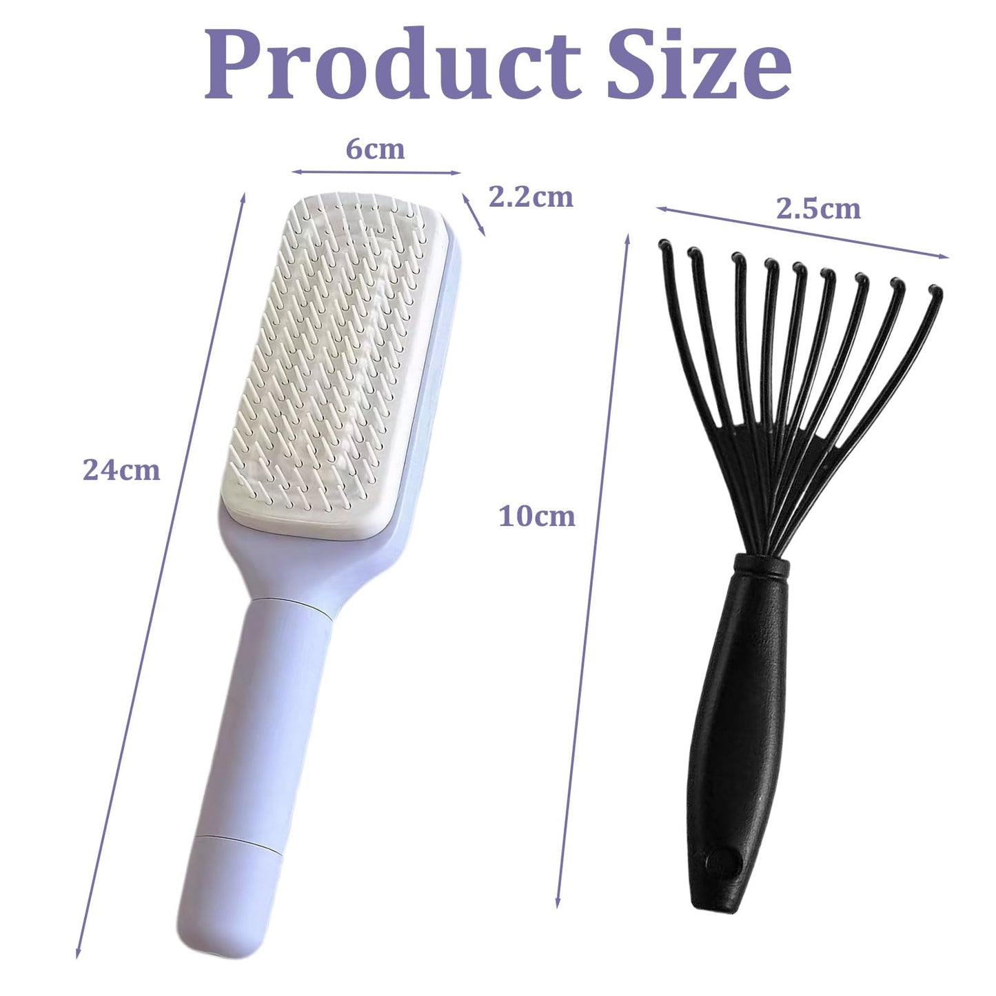 ExcellaElite Detangle Brush,Two-Tiered Detangling Hair Brush,Girls Hair Brush with Oval Handle Cleaning Claw,for Curly,Straight,Thick,Wet & Dry Hair (Roland Purple)