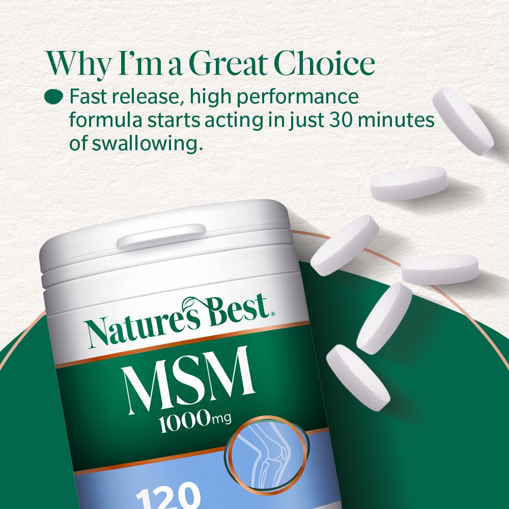 NATURE'S BEST Nature's Best Pure MSM 1000mg Tablets, 120 Tablets