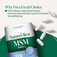 NATURE'S BEST Nature's Best Pure MSM 1000mg Tablets, 120 Tablets