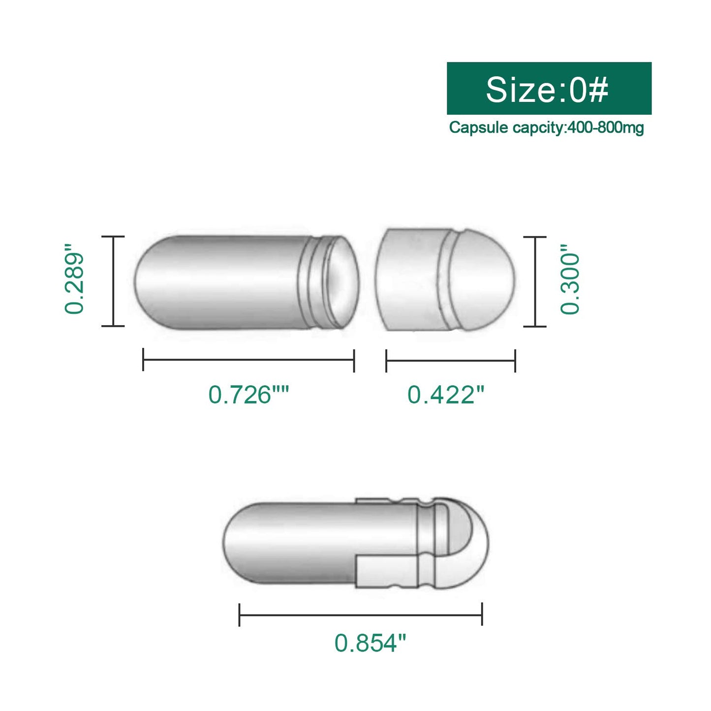 wananfu WANANFU Separated Empty Capsules Size 0 Vegetarian (1000 Count), Compatible with Capsule Filling Machine 0