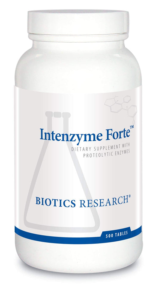 BIOTICS Research Intenzyme Forte Proteolytic Enzymes, Pancreatin, Bromelain, Papain, Lipase, Amylase, Protein Digestion. 500 tabs