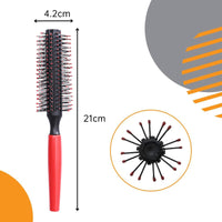 Professional Quiff Roller Round Hair Brush with Red Rubber Grip Handle - Slick Back Hair Brush, Curly Hairs Brush Ideal round hairs brushs for men and Barbers
