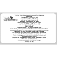 NuME Supplements Vegan Irish Sea Moss, Burdock Root and Bladderwrack Capsules - 60 Capsules - 2 Months Supply - UK Made - GMP & HACCP Approved