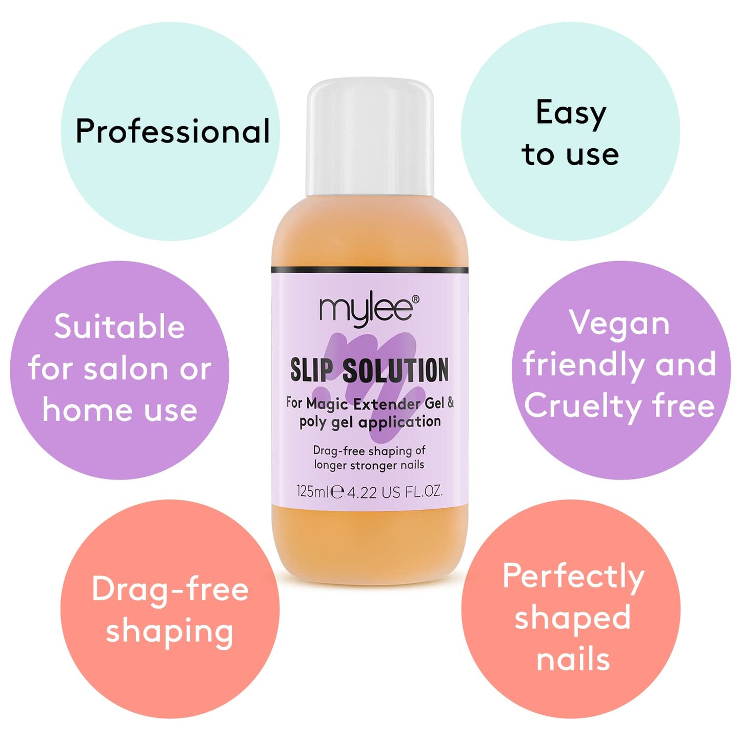 Mylee Slip Solution 125ml – For Magic Extender Gel, Builder Gel, UV/LED Nail Tips & Extensions, Liquid Solution