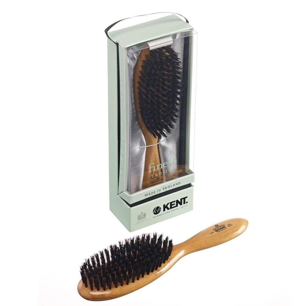 KENT Kent Brushes Finest Oval Cherry Wood Black Bristle Brush for Ladies