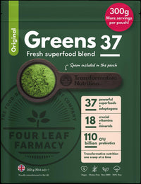 Four Leaf Farmacy Greens Powder - Made in UK with 37 superfoods - 300g High Dosage Servings - Vegan Gluten Free Greens Powder- Daily Vitamins, probiotics for Gut Health - with KSM-66® Ashwagandha and Lions Mane