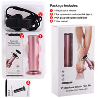 Electric Foot File Hard Skin Remover (Speed Adjustable) with 60pcs Replacement Sandpaper Disks, Professional Electric Callus Remover Pedicure Foot Scraper Hard Skin Remover (Pink)