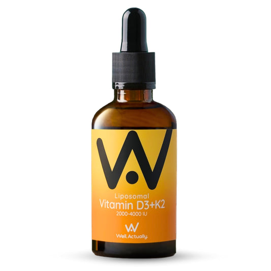 WELL ACTUALLY Liposomal Vitamin D3 + K2 Liquid Pipette - High Absorption Vegan Vitamin D3 4000 IU & Vitamin K2-7 160mcg as Menaquinone-7 MK-7 - Orange & Mango (up to 120 Servings)