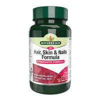 Natures Aid Hair, Skin & Nails Formula – High Potency Support for Growth, Strength & Radiance – Vegan, Gluten-Free, Non-GMO Supplement – Natural Health Supplement – 30 Tablets