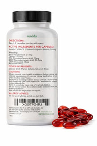 NUVIDA NATURAL HEALTH Krill Oil Capsules 500mg – Omega-3 Supplement with EPA & DHA – 1000mg per Serving – 60 Easy-Swallow Softgels – Sustainably Sourced
