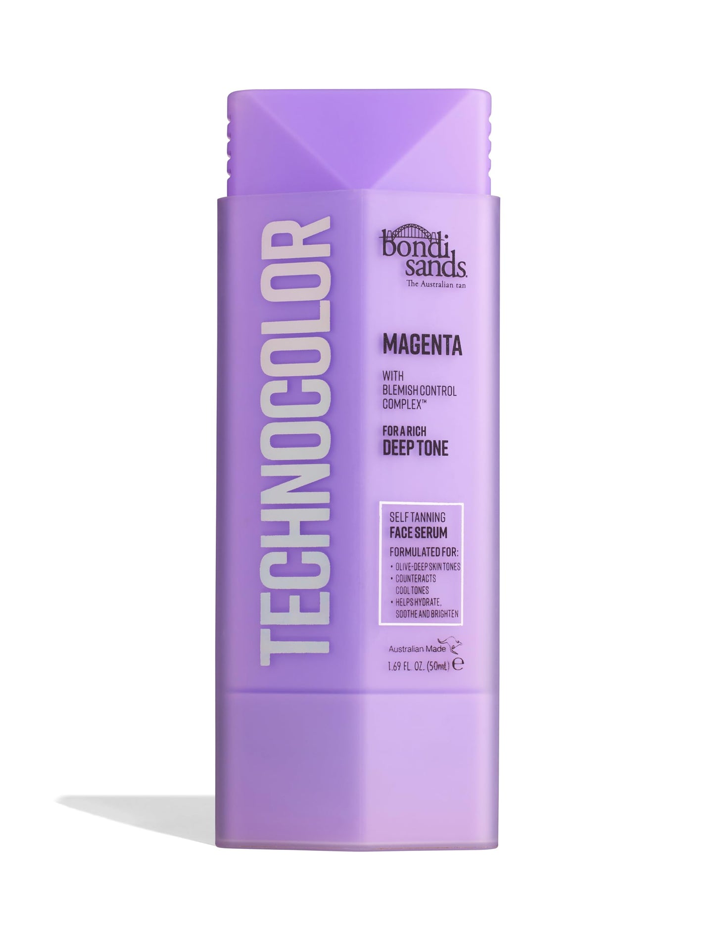 Bondi Sands Technocolor Magenta Self-Tanning Face Serum, Easy Application, Streak Free Fake Tan – Enriched with Vitamin C & Chamomile 50ml/1.69 Fl Oz