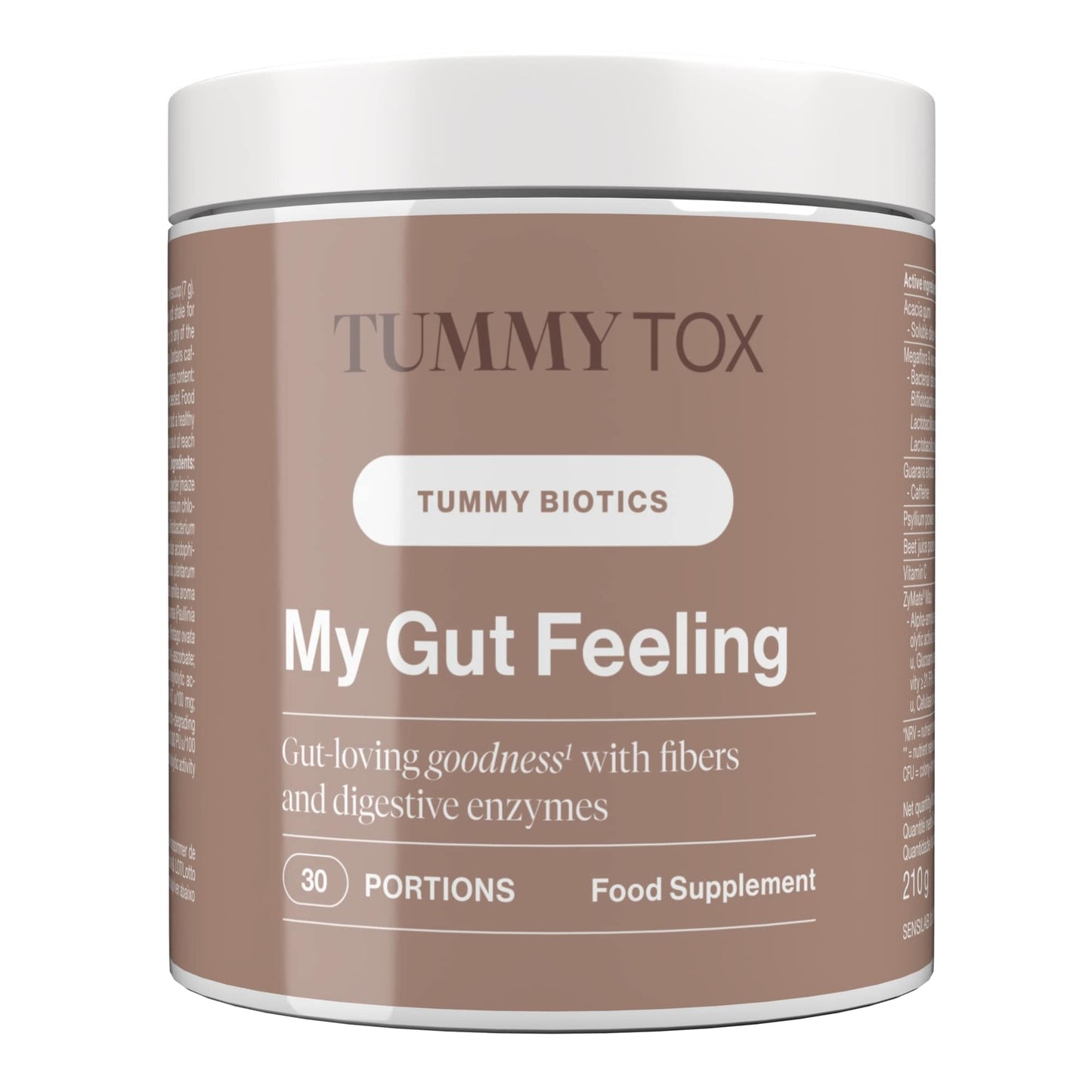 Tummy Tox Probiotics for Gut Health - Bacterial Cultures Supplement with Prebiotics, Psyllium, Acacia Fibre, Guarana, Vitamin C - 30 portions, 210 g - My Gut Feeling - TummyTox