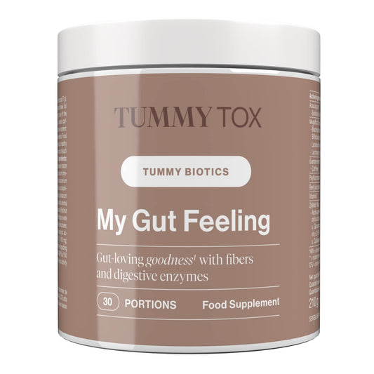 Tummy Tox Probiotics for Gut Health - Bacterial Cultures Supplement with Prebiotics, Psyllium, Acacia Fibre, Guarana, Vitamin C - 30 portions, 210 g - My Gut Feeling - TummyTox