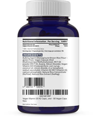 Vegan Vitamin D3 K2 Capsules, 2000 IU, High Strength Vitamin D with 100mcg Vitamin K2 MK7 & MCT Oil, Highly Absorbed, Easy to Swallow, One a Day, Cholecalciferol, 90 Vegan Capsule, Made in UK