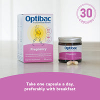 Optibac Probiotics Pregnancy - 12 Billion CFU & FOS Fibres, Vegan Probiotic Supplement for Pregnant & Breastfeeding Women, 30 Capsules