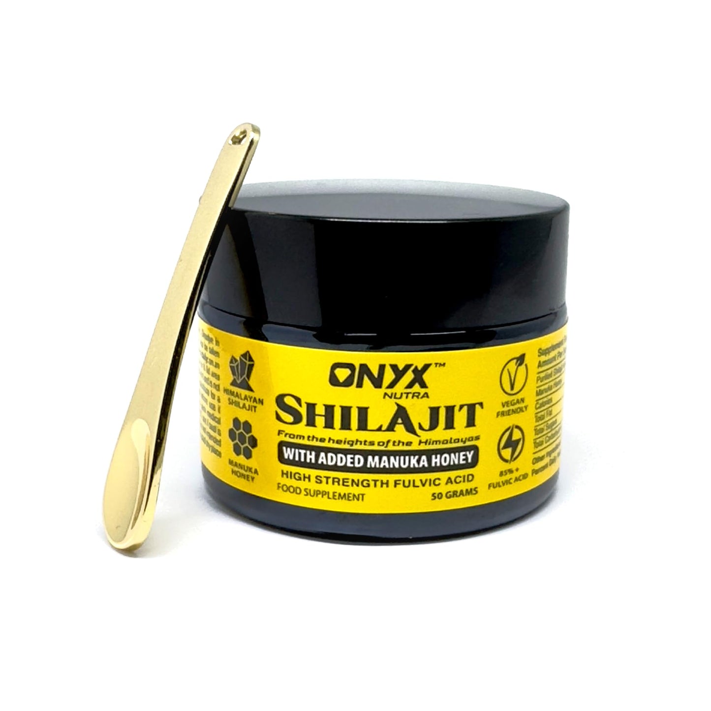 ONYX INGREDIENTS 101 Onyx Shilajit + Manuka Honey 50g - Himalayan Superfood Lab Tested Natural Energy, Focus, Immunity and Gut Health Support Wellness Supplement