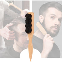 Boar Bristle Slick Back Hair Brush for Sleek Ponytail Bun & Smoothing Baby Hairs, Flyaways, Edge Control - Backcombing & Teasing Hairbrush with Wide Rat Tail for Sectioning & Parting