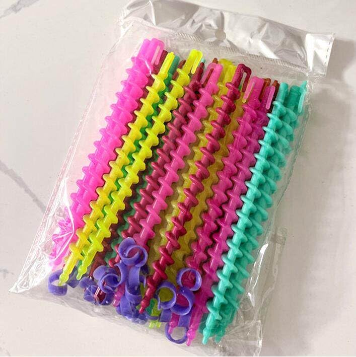TOPWEL 26 Pieces 6inch Spiral Hair Perm Rod Colorful Plastic Long/Medium Hair Barber Hairdressing Styling Curling Perm Rod No Heat Hair Curlers for Women Girls