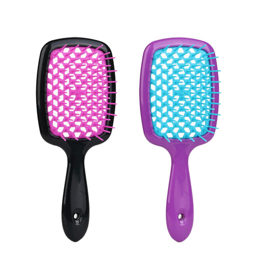 PRVCFZ 2PCS Unbrush Hair Brush, Massage Comb,Hairdressing Comb,Detangle Hair Brush for Women Men, and Kids, Great on Wet/Dry Hair Smoothing Massaging Detangling (Purple+Black）