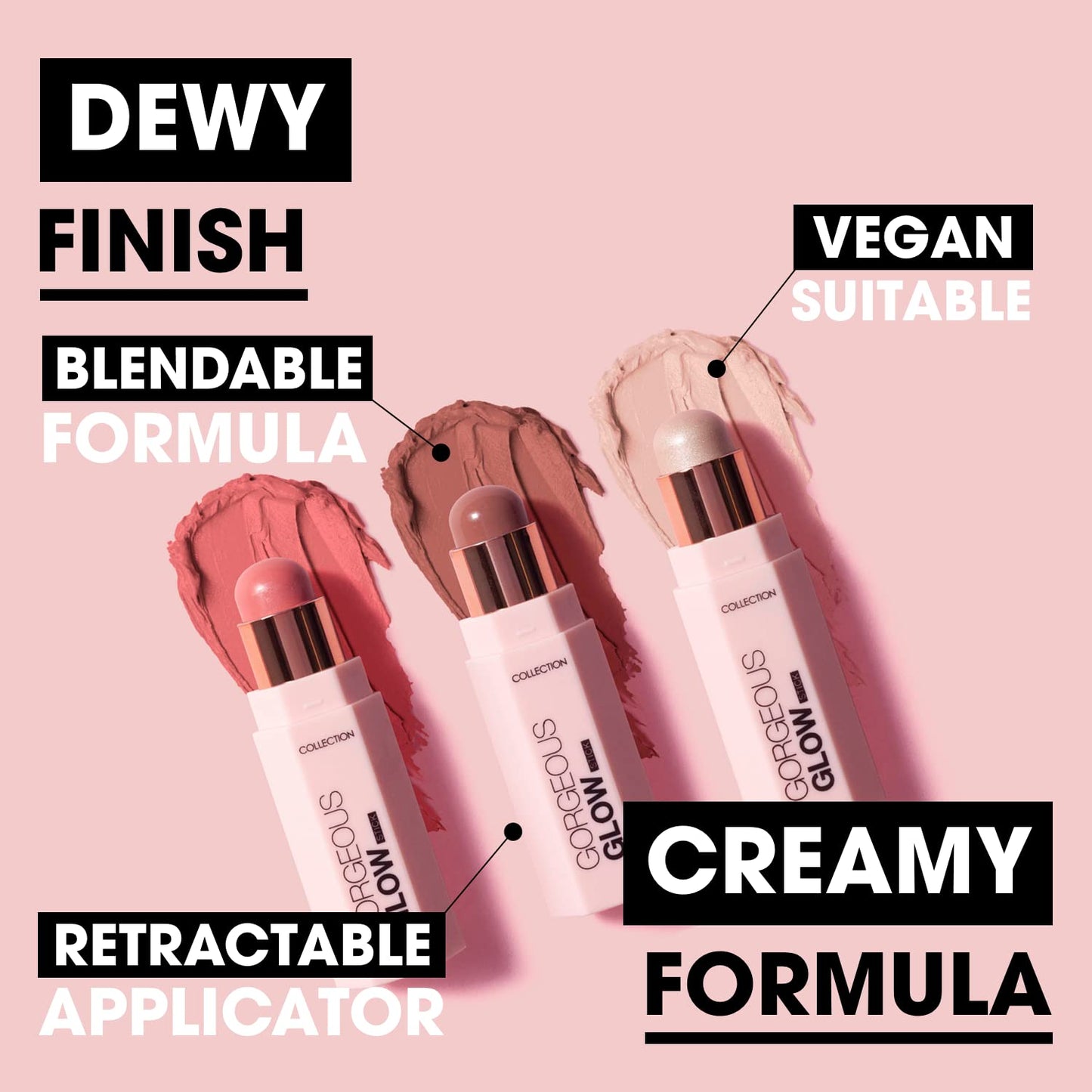 Collection Cosmetics Gorgeous Glow Sticks, Fast and Mess Free, 4g, Blush