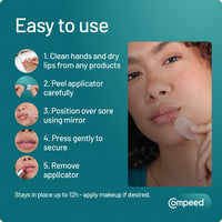 Compeed Hydrocolloid Cold Sore Treatment Patches (15 Invisible Plasters for Cold Sores) - 12 Hours Protection from Water, Bacteria & Viruses - Discreet, Easy to Apply Patches with Patch Applicator