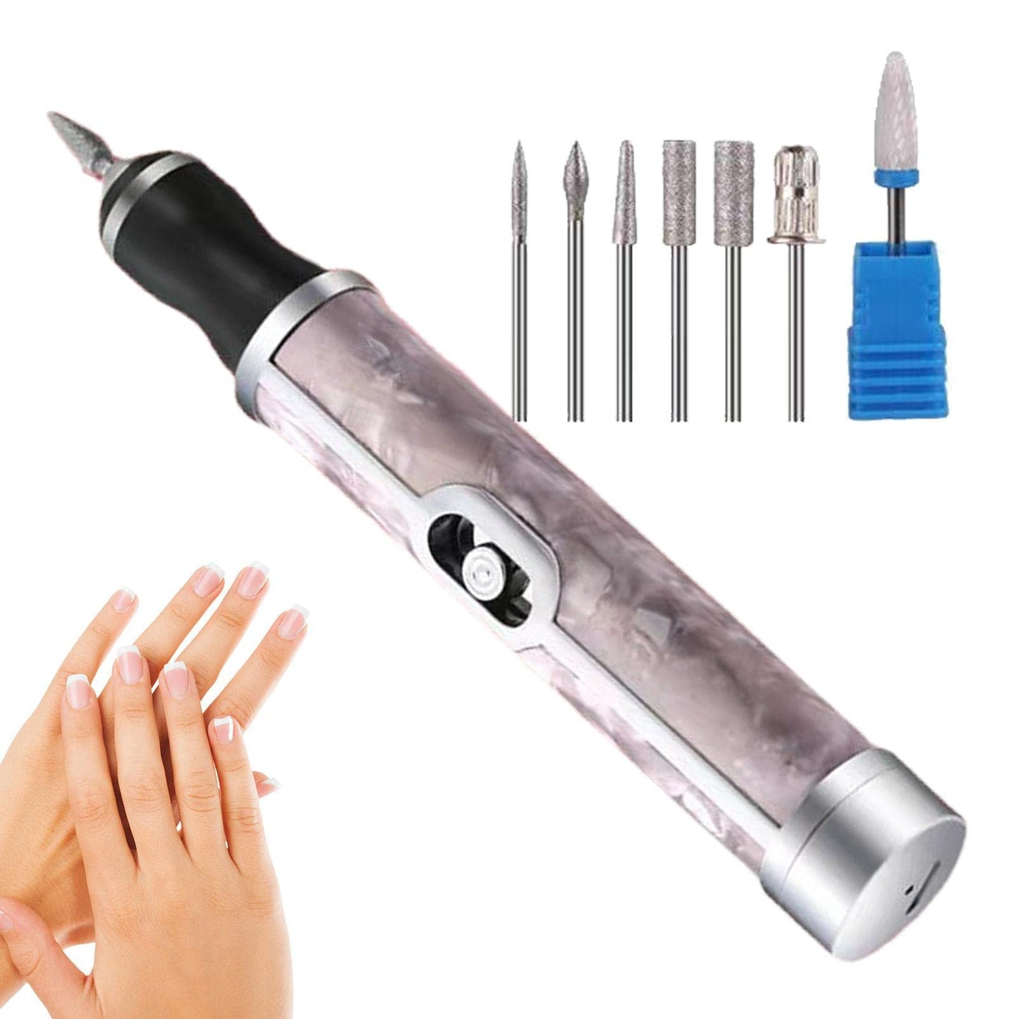 SILULCM Nail Grinder for Human - Electric Nail Drill - Professional 4 Speeds Electric Nail File for Thick Toenails, Nail Polishing Nursing Peeling Removing Grinding Edge Shaping