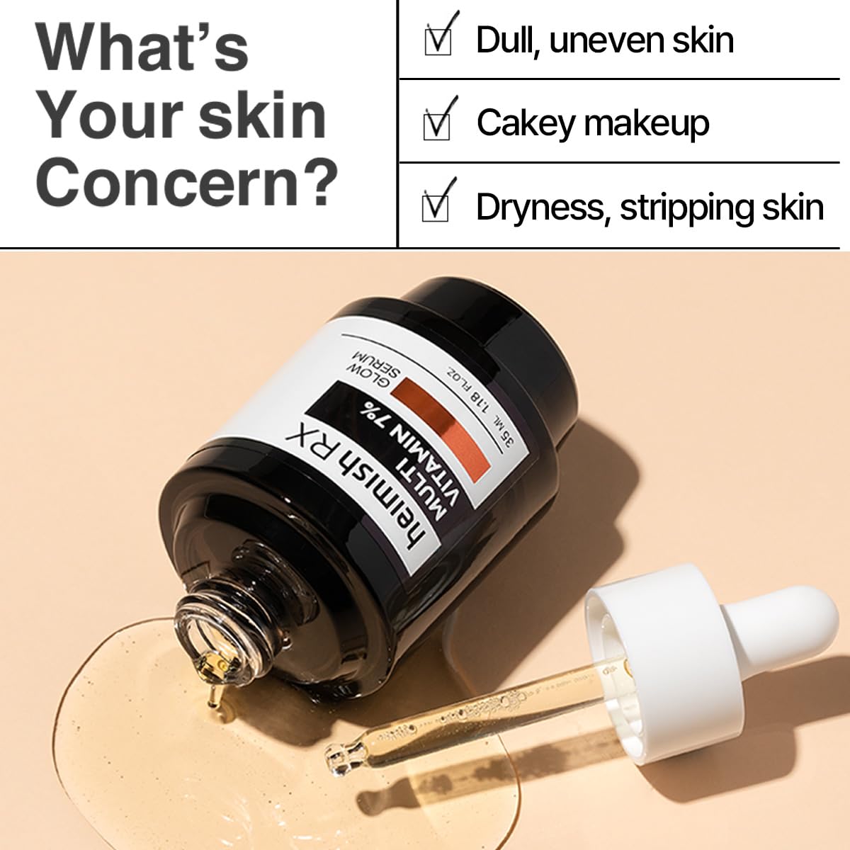 HEIMISH RX Multi Vitamin Glow Serum - Vitamin C Serum for face, Dark Spot & Hyperpigmentation Reduction, Anti Aging, Skin Brightening Serum with Vitamin C 7%, Niacinamide 5% - 35 ml (1.18 fl. oz)