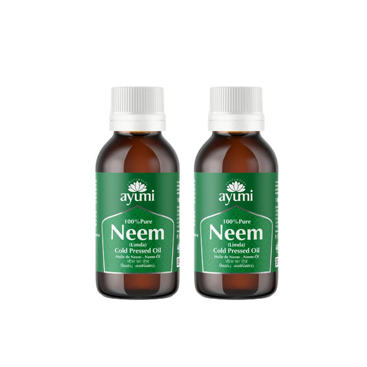 Ayumi Pure Neem Oil, Herbal Remedy For Skin & Hair, High in Vitamin E to Soothe Dry & Damaged Skin, Restores the Skin's Natural Elasticity - 2 x 100ml