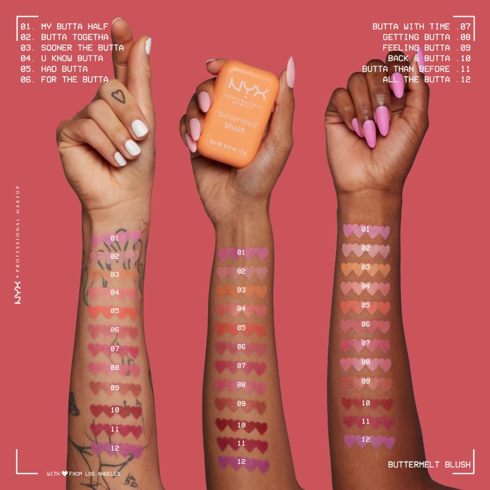 NYX PROFESSIONAL MAKEUP NYX Professional Makeup Buttermelt Powder Blush, Up To 12H Wear, Seamless Blending, Fade and Transfer Resistant, With Shea and Mango Butter, Vegan Formula, Shade: Sooner The Butta