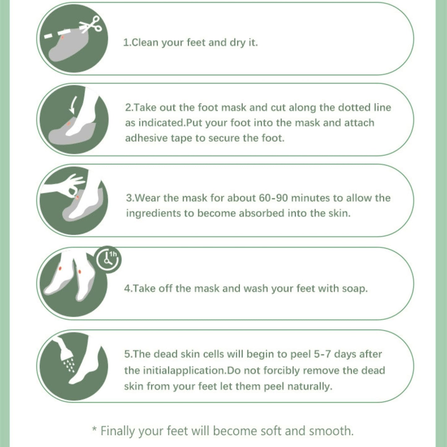 5 Pairs Mint & Tea Tree Foot Peel Mask – Exfoliating Foot Mask for Dry, Cracked Heels – Foot Care Socks for Women & Men - Softens Hard Skin & Hydrates for a Pampering Effect