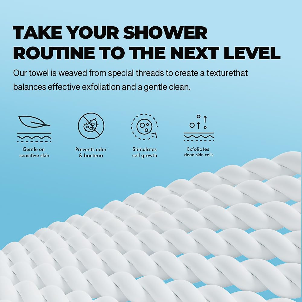 XIANZANDER 1 Piece Japanese Exfoliating Towel,Exfoliating Shower Towel,Exfoliating Washcloth,Loofah Back Scrubber,Body Scrubber Towel for Men Women