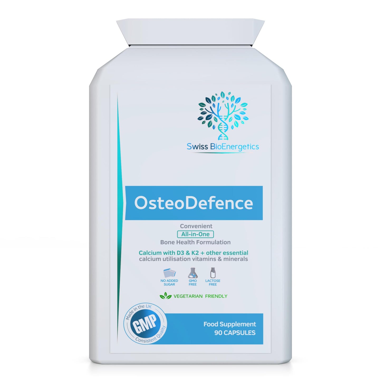swiss bioenergetics OsteoDefence 90 Capsules - Contains Calcium, Magnesium, Vitamins D3 & K2 Plus a Host of Other Essential Vitamins and Minerals – Ultimate All-in-One Bone Health Formula - Made in The UK