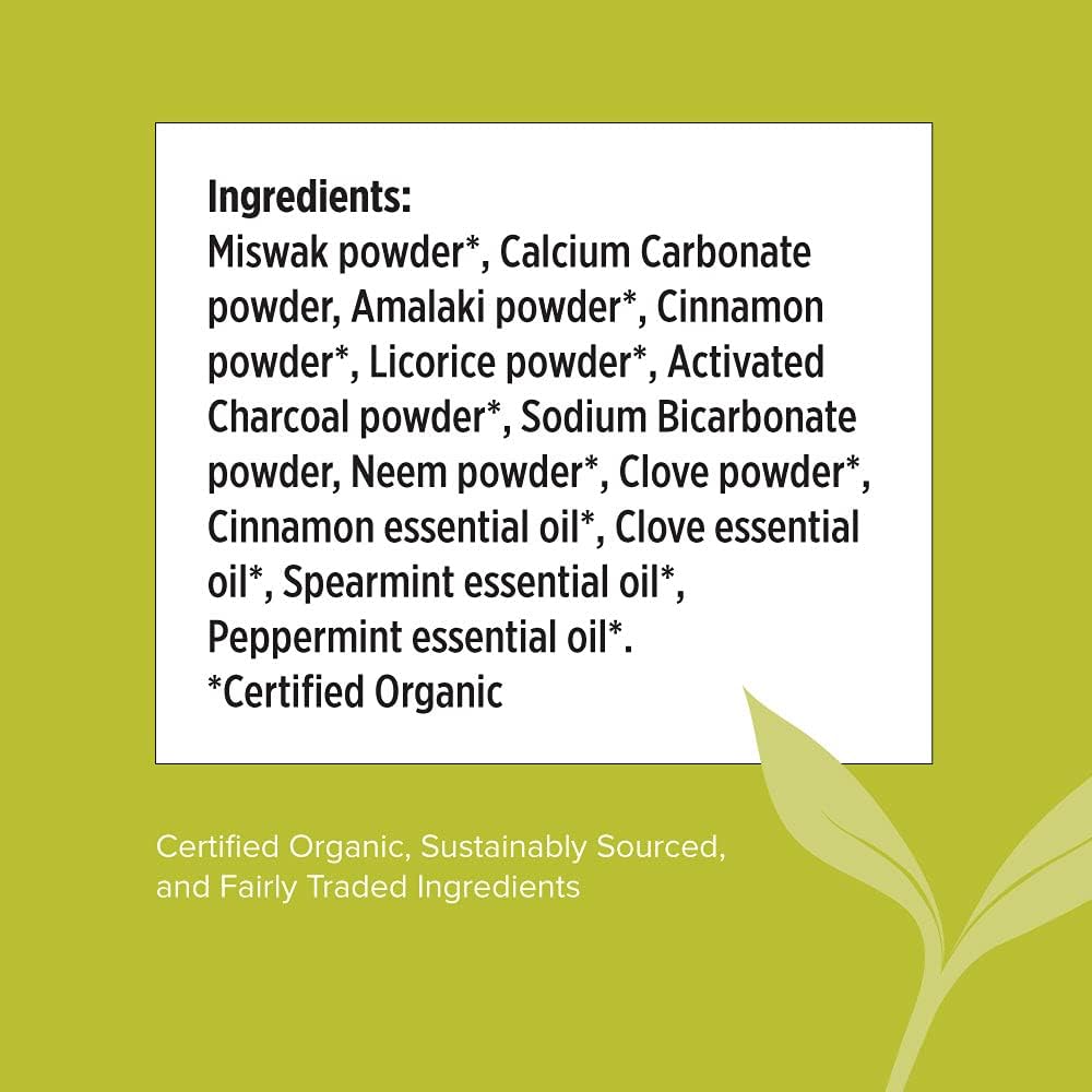 Banyan Botanicals Cinnamon Clove Tooth Powder – Ayurvedic Fluoride-Free Toothpaste Alternative with Miswak & Activated Charcoal (from Amla) – 0.75oz, 80+ Uses – Non GMO Sustainably Sourced Vegan