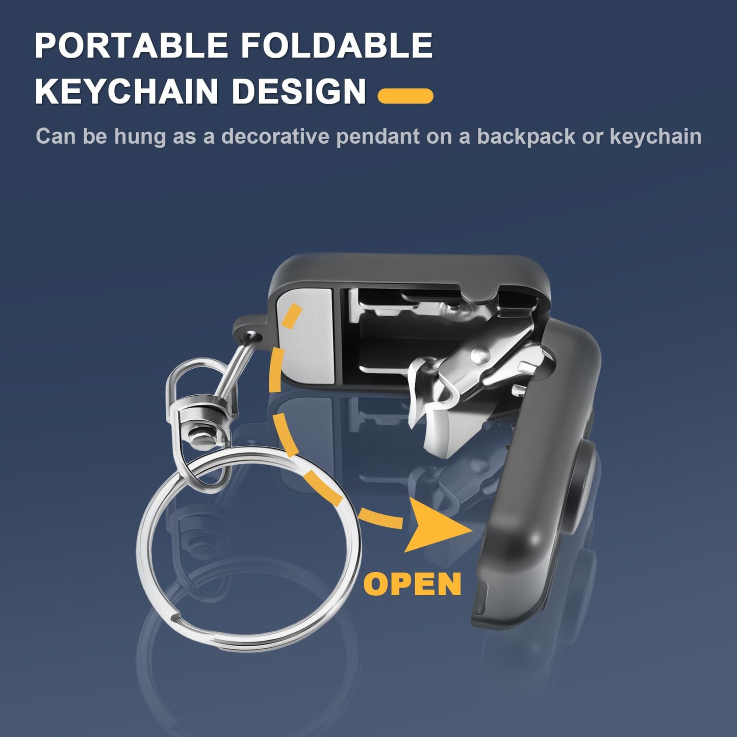 Vola Portable Collapsible Nail Clipper Travel Foldable Stainless Steel Keychain Bright Black