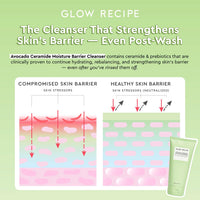 Glow Recipe Avocado Ceramide Moisture Barrier Face Cleanser - Hydrating Facial Cleanser for Dry Skin - Daily Makeup Remover & Gentle Face Wash w/Avocado Oil for Skin Barrier Repair (150ml)
