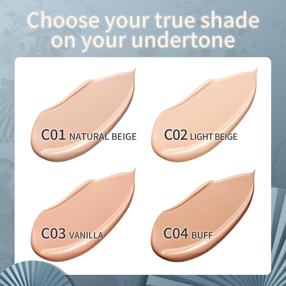 CATKIN X SUMMER PALACE Foundation for Mature Skin, Full Coverage Foundation with Lightweight and Breathable Formula, Refillable Cushion Foundation 13g*2(C03)