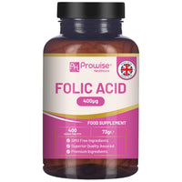 PH PROWISE Healthcare Folic Acid Tablets 400 mcg - 400 Vegan Vitamin B9 Tablets | 13 Month Supply | Vitamin B9 Pregnancy Care | Normal Function of Immune System & Maternal Tissue Growth During Pregnancy | UK Made – Prowise