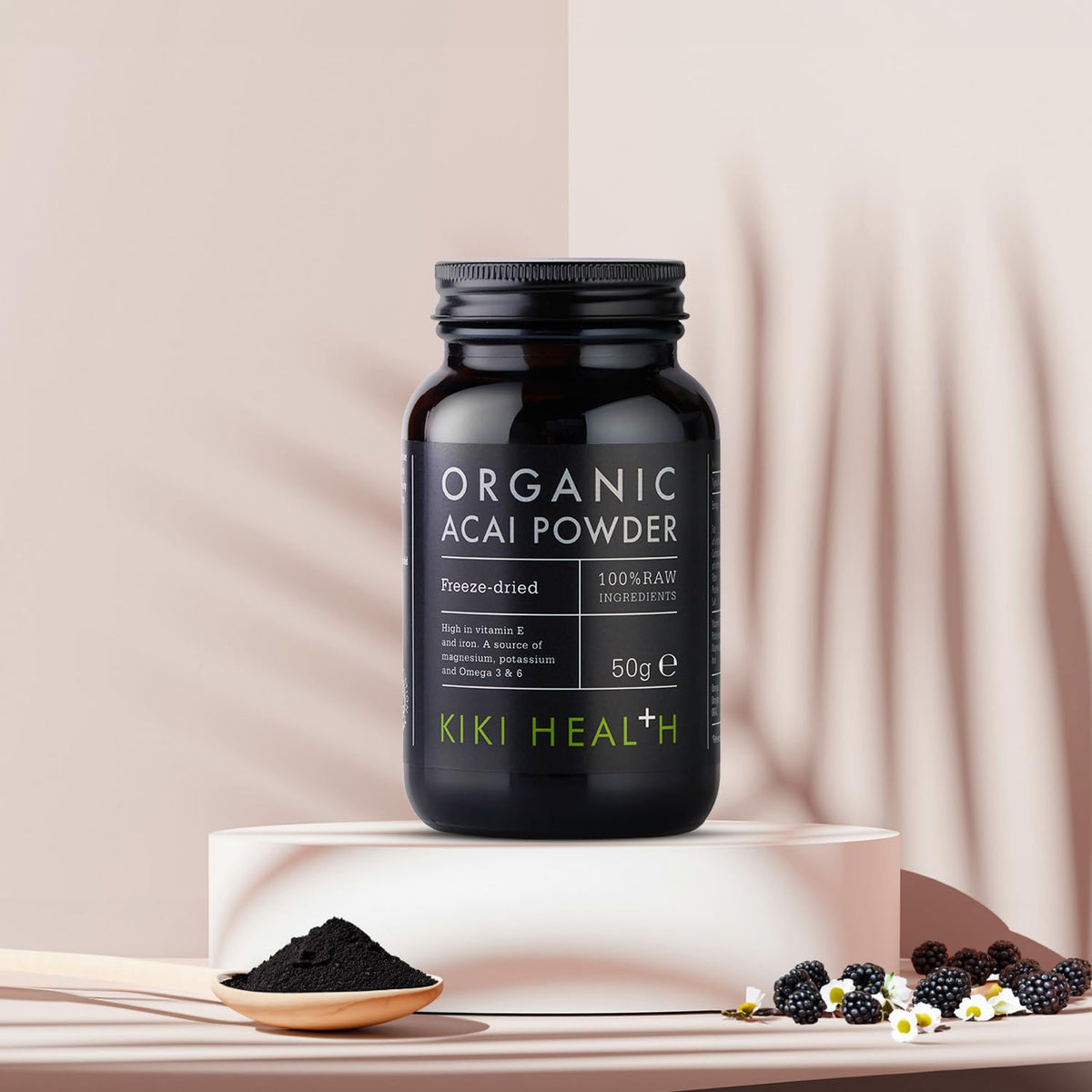 KIKI HEALTH KIKI Health 100% Raw Organic Acai Berry Powder Superfood | Responsibly Sourced Freeze-Dried Acai Berries | Nutrient-Rich Vegan-Friendly | Ideal for Smoothies Yogurt & Various Recipes - 50g