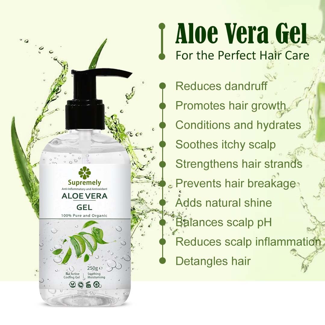 SUPREMELY Supremely Naturals Aloe Vera Gel | Nourishing Care for Hair, Skin, and Face | A Multi-Purpose Miracle for Head-to-Toe Hydration and Care