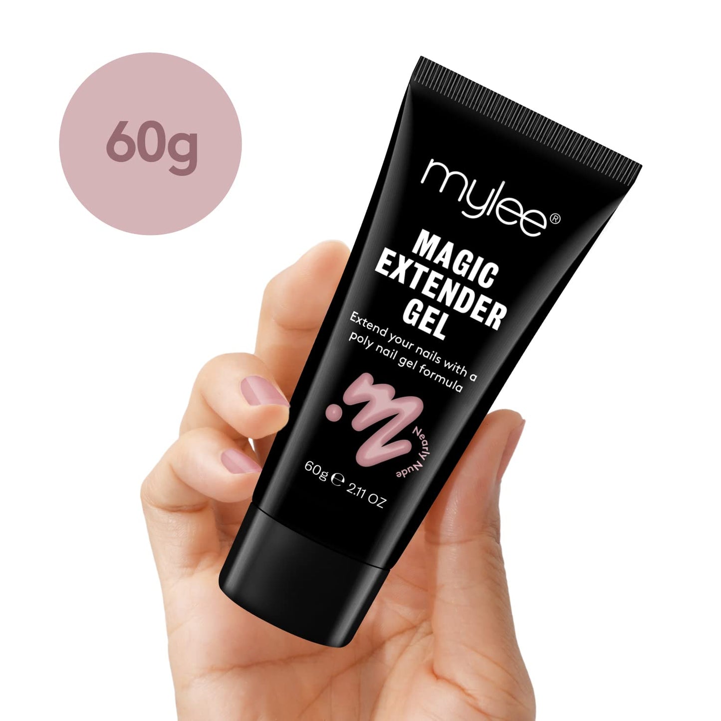 MYGEL by Mylee Magic Extender Gel – Long Lasting Wear, Natural Look, Nail Extension Gel, for Beginners & Salon Professionals, Acrylic Nail Thickening Builder Gel, Nail Art - 60 Gram Tub (Nearly Nude)
