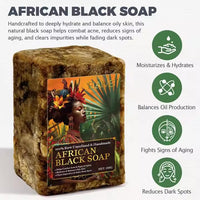 100% Natural African Black Soap | Skin Brightening & Black Spot Removal Unprocessed, Handmade, | Anti-Ageing, Acne Care, Deep Hydration & Moisturizer | Ethically Sourced for All Skin Types