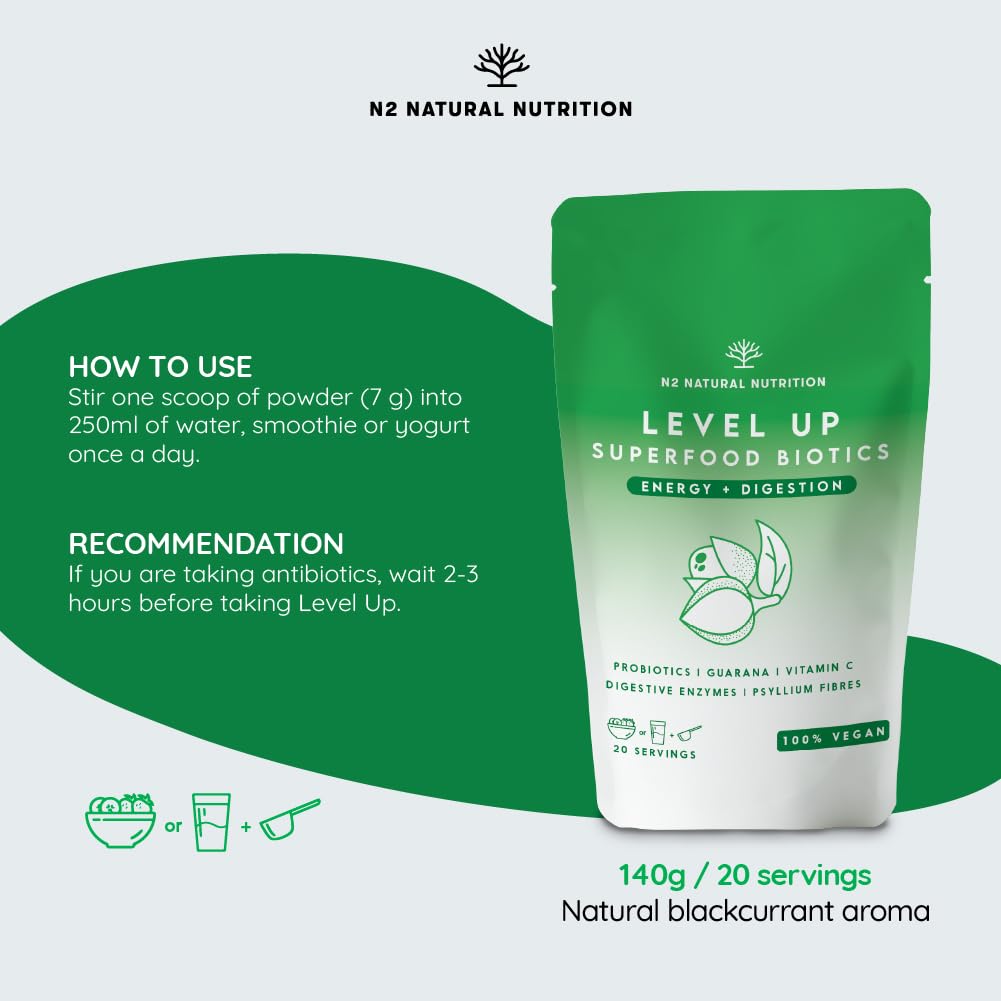 Probiotics with Digestive Enzymes, Psyllium Fibre, Beetroot and Vitamin C. Powerfull Ally for Better Digestions and Bloating Relief. Gut Health Supplement. Vegan. N2 Natural Nutrition