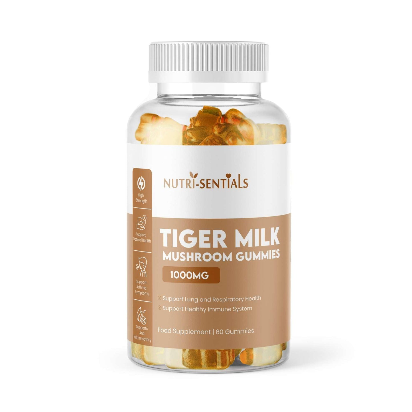 Tiger Milk Mushroom Gummies – High-Strength Dietary Supplement for Immune Support and General Wellness, 1000mg, 60 Count