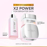 L'Oreal Paris Glycolic Bright Day Cream with SPF 17, 50ml |Skin Brightening Cream with Glycolic Acid that Visbily Minimizes Spots & Reveals Even Toned Skin