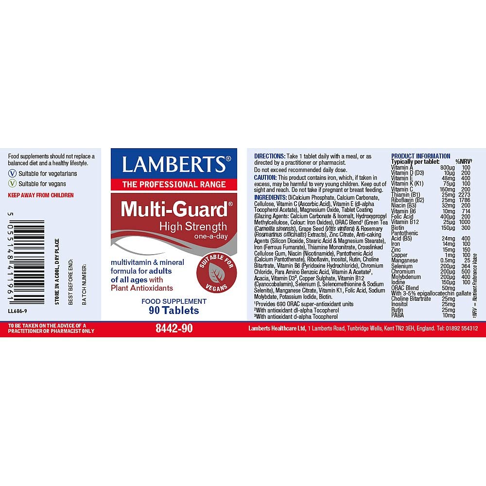 Multi-Guard High Potency 90 Tablets of Lamberts