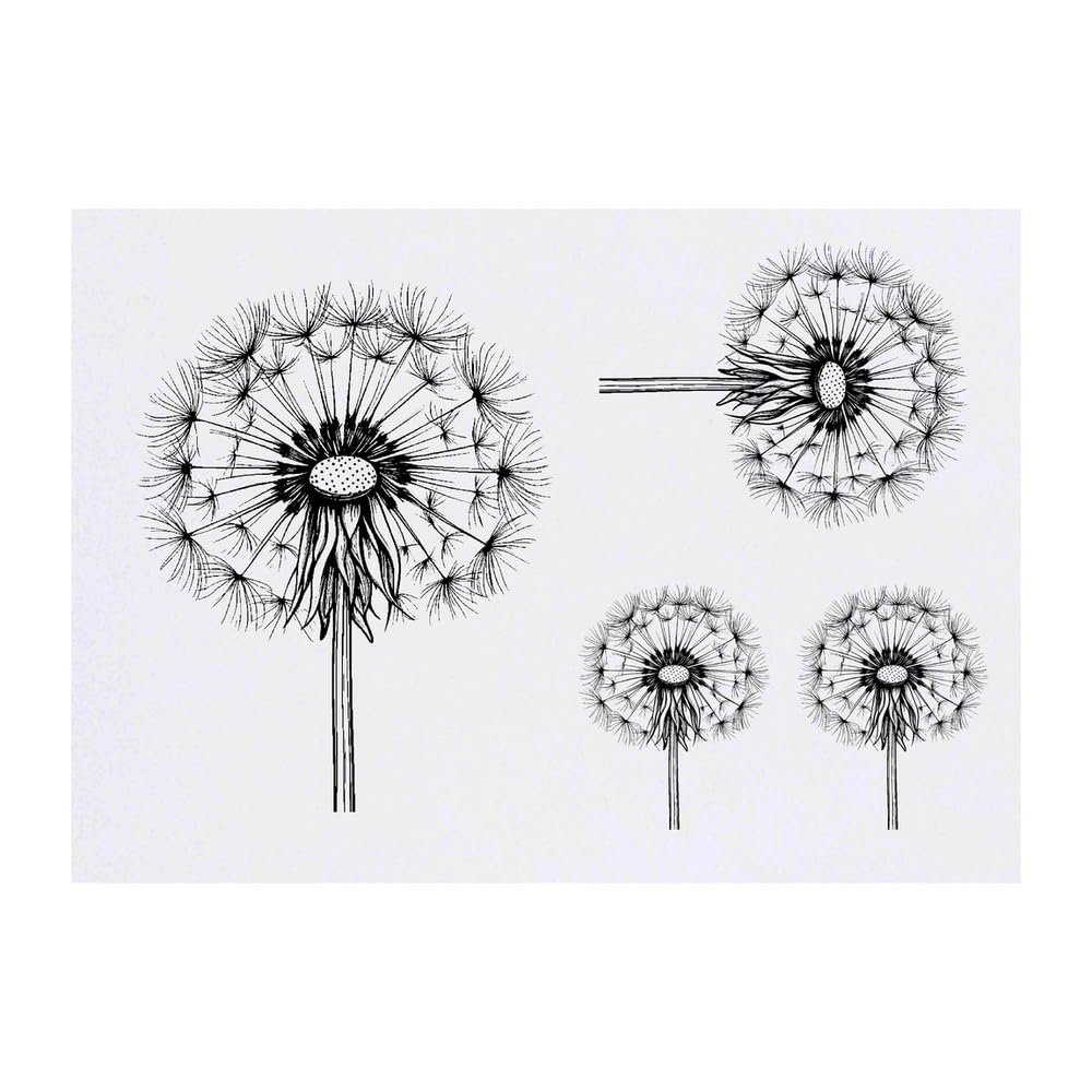 Azeeda 4 x 'Single Dandelion' Temporary Tattoos - Water Resistant, Skin-Safe, Non-Toxic Transfers, Mixed Sizes (TO00083792)