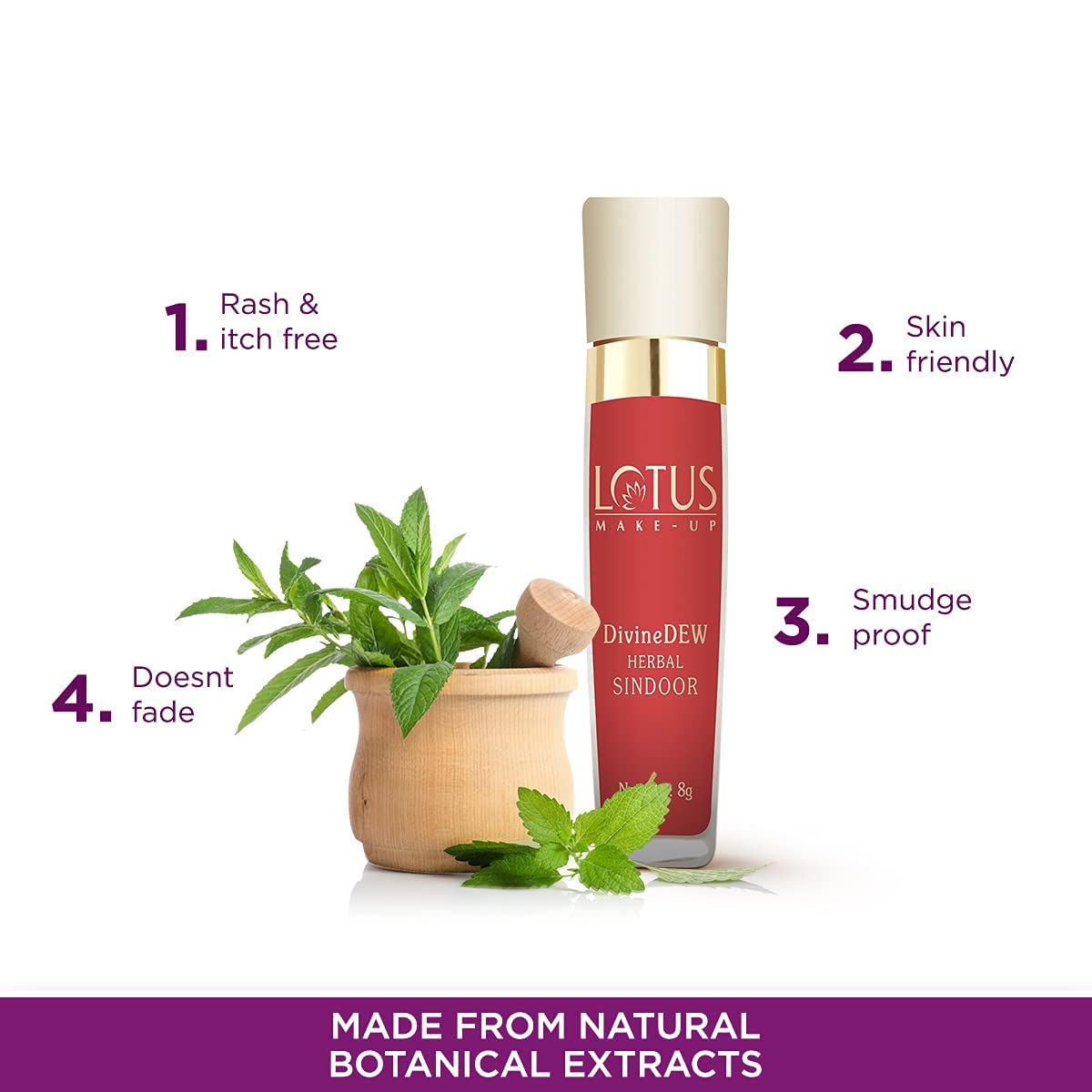Lotus Herbals Divine Dew Herbal Sindoor Free of Mercury and Lead | 8g | Rosy Blush